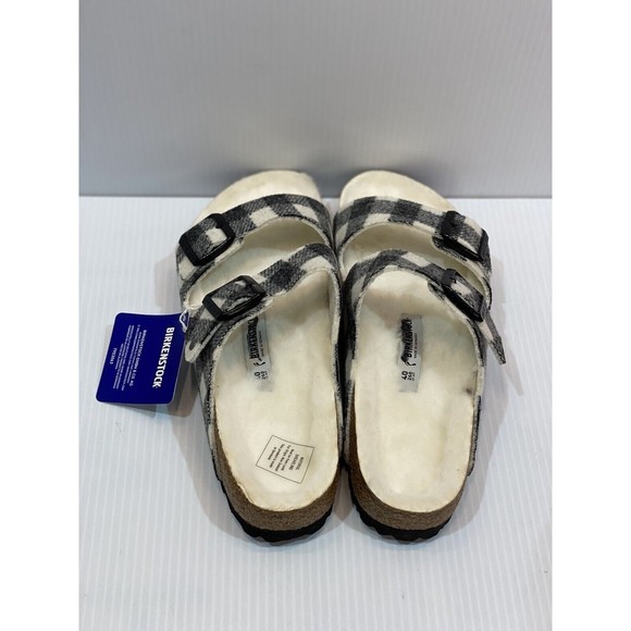 Birkenstock Arizona Shearling Lined Wool White Plaid Women's Size 40 US 9 - Picture 6 of 9
